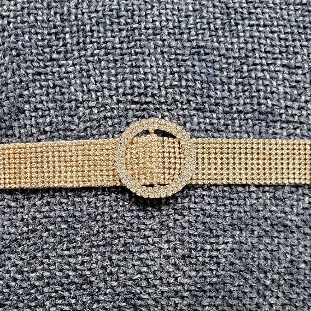 Elegant Gold Belt with Rhinestone Buckle